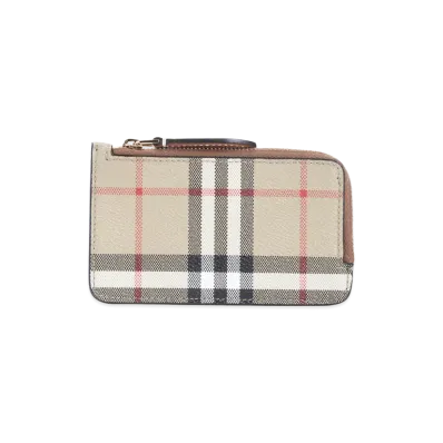 Burberry Somerset Zip Credit Card Case "Checked"
