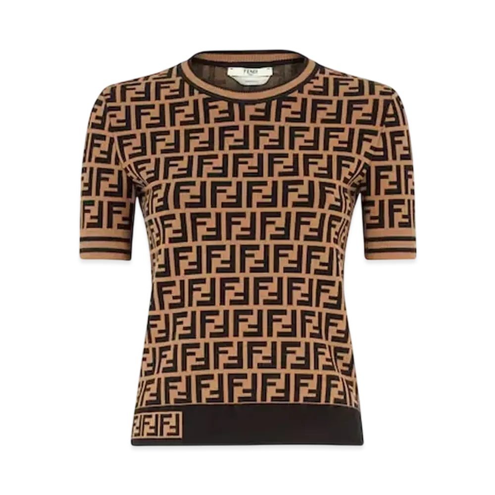 FENDI Women's Fabric FF Logo Motif Sweater "Multi Color"