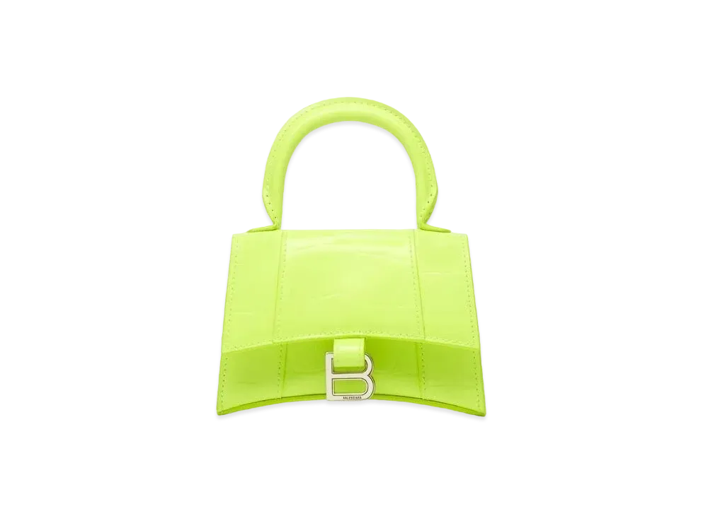 BALENCIAGA Women's Hourglass Mini Top Handle Bag "Fluo Yellow"
