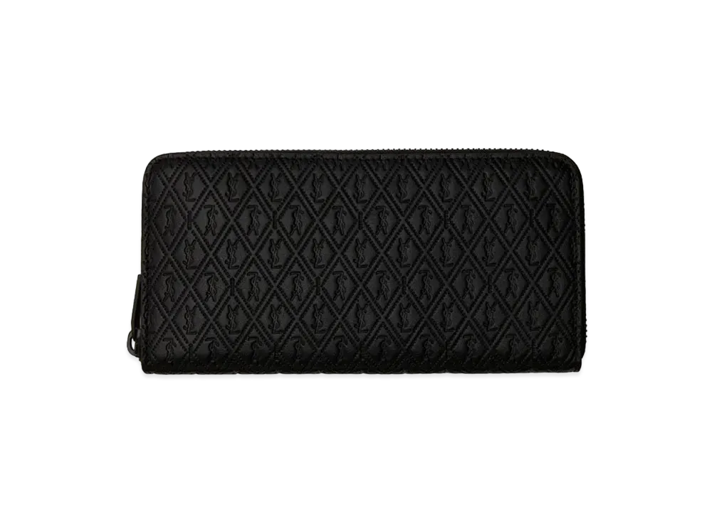 SAINT LAURENT Le Monogramme Zip-Around Wallet In Embossed Leather "Black"