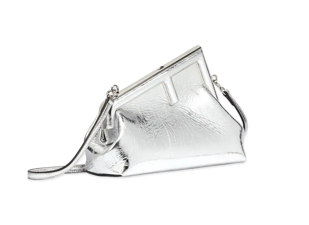 FENDI Fendi First Small Laminate Leather Bag "Silver"