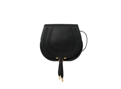 Chloe Marcie Medium Saddle Bag In Grained Calfskin "Black"