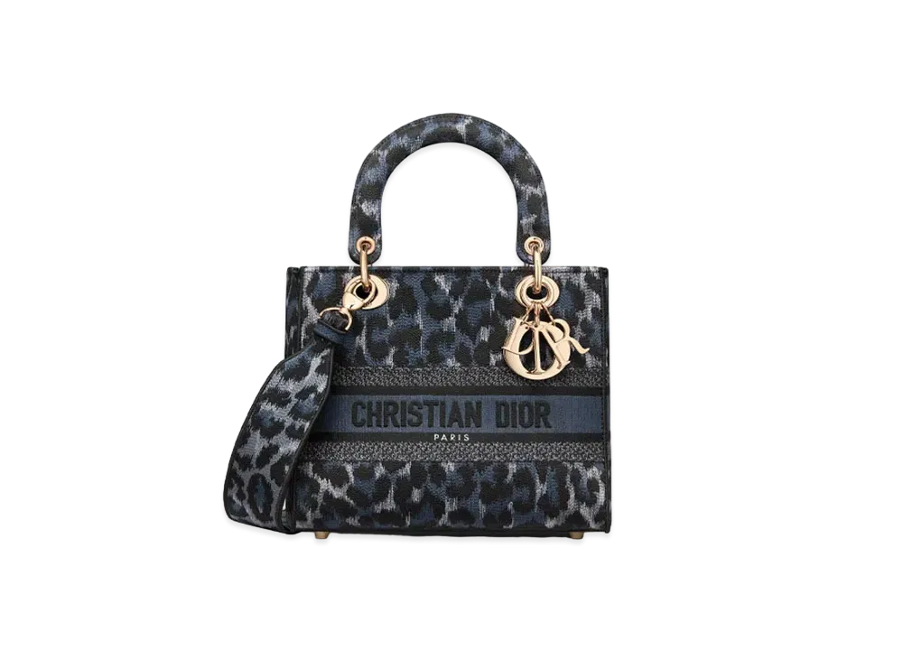 Dior Lady D-Lite Medium Bag Mizza Embroidery "Blue/Black"