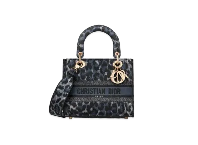 Dior Lady D-Lite Medium Bag Mizza Embroidery "Blue/Black"