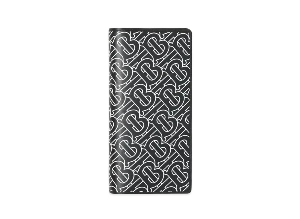 BURBERRY Monogram Print Leather Continental Wallet "Black/White"