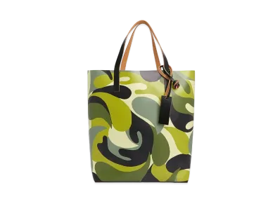 Marni 50S Camo Print Tribeca Shopping Bag "Lemonade/Coffee/Black"