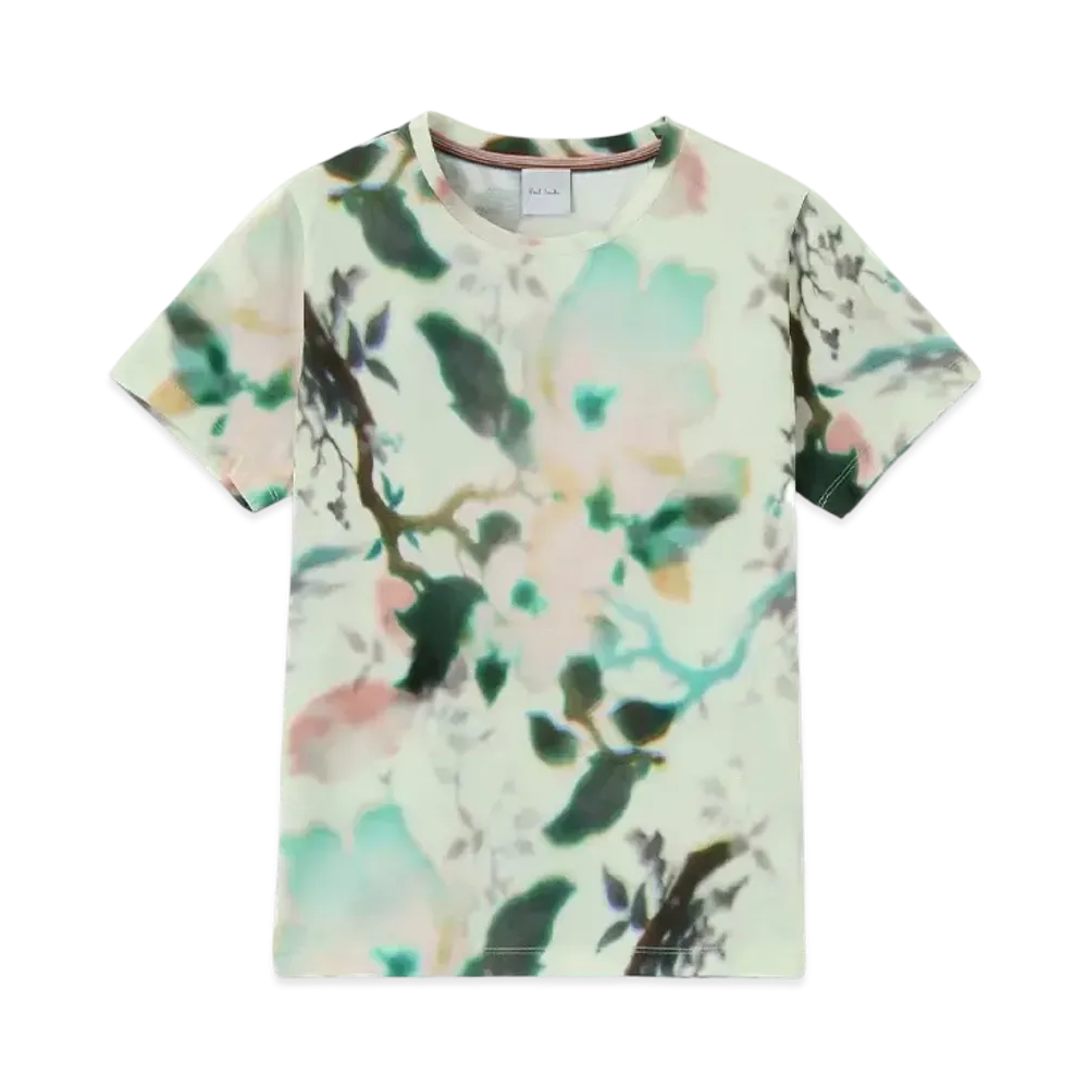 Paul Smith Women's Lens Blur Botanical Short Sleeve T-Shirt "LightYellow"