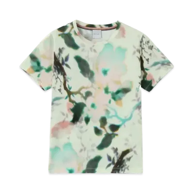 Paul Smith Women's Lens Blur Botanical Short Sleeve T-Shirt "LightYellow"