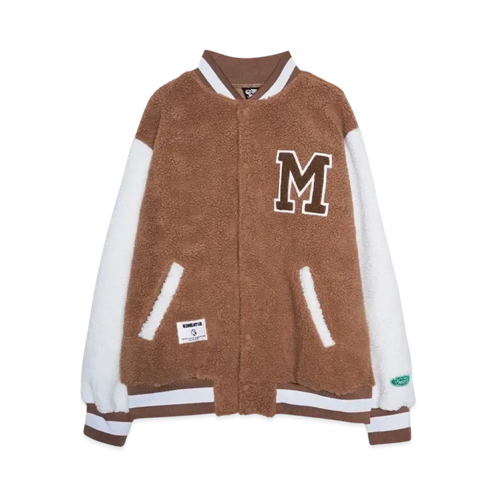 BBC x MANASTASH BOA VARSITY JACKET WITH BADGES "BROWN"