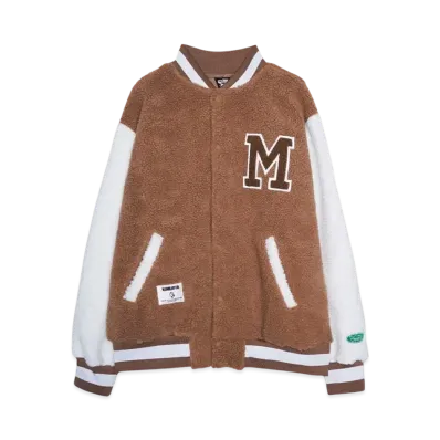 BBC x MANASTASH BOA VARSITY JACKET WITH BADGES "BROWN"