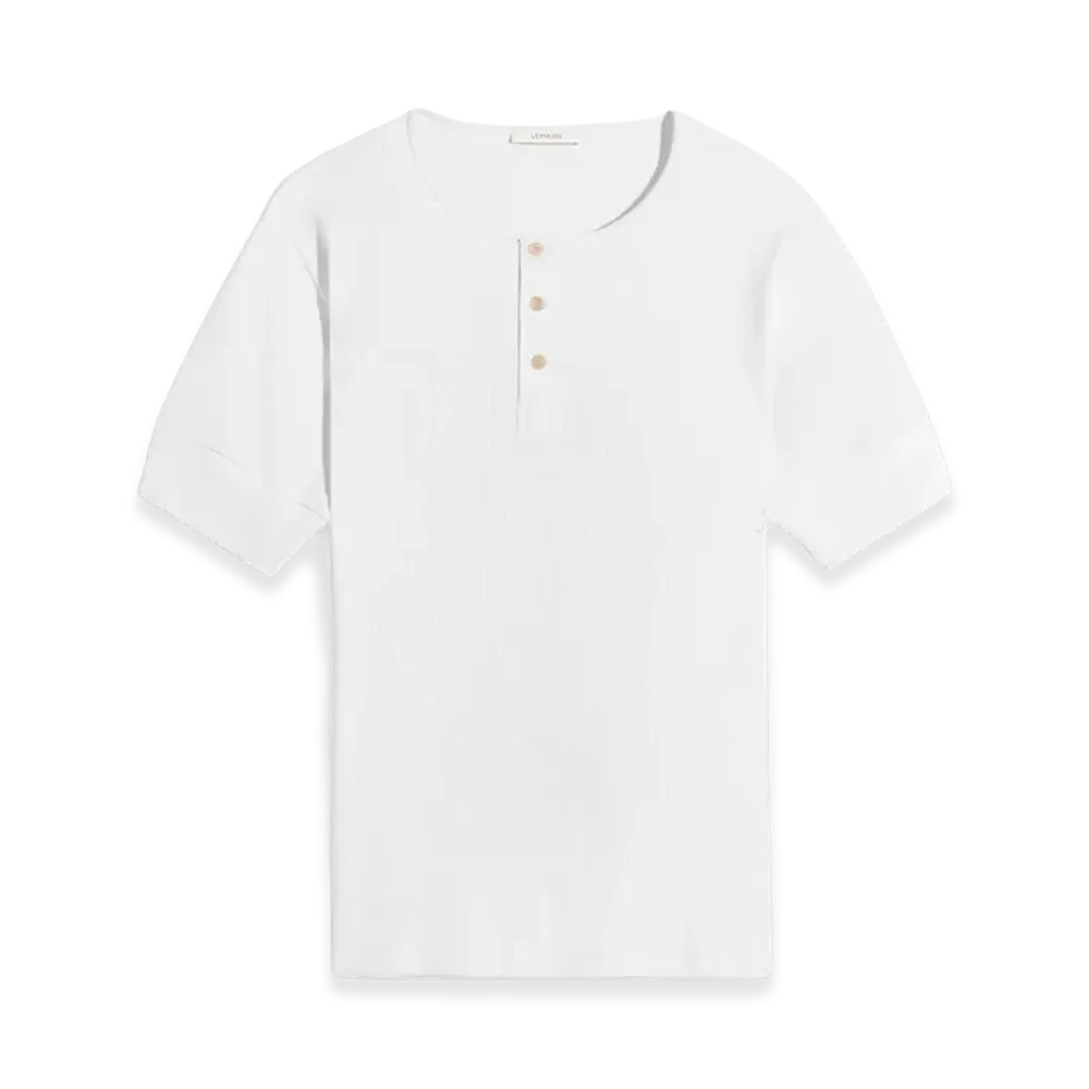 LEMAIRE Jersey Rib Henley Top "Milk"