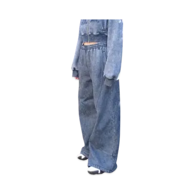 HTH Vintage Curve switching sweat pants "NAVY"