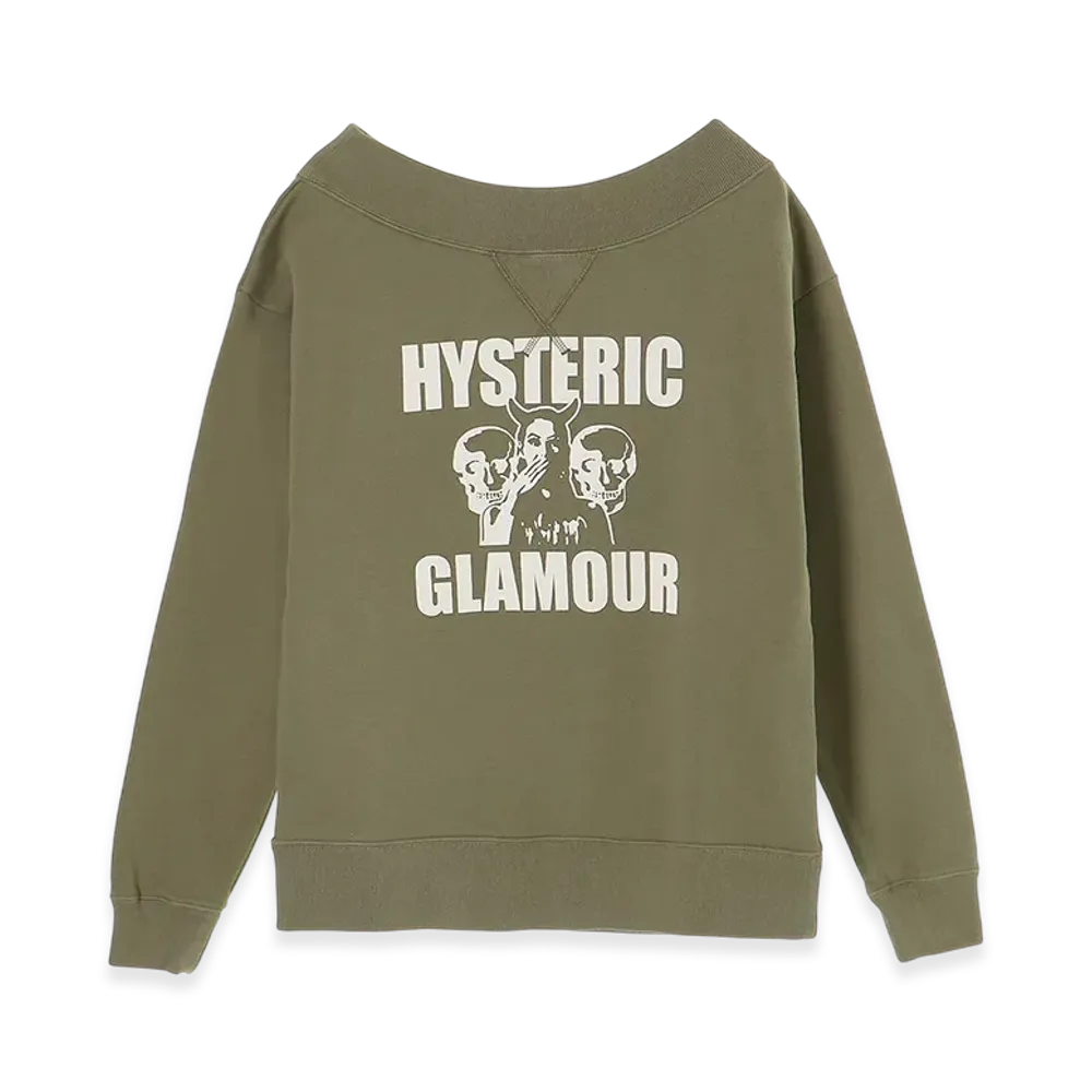 HYSTERIC GLAMOUR Evil Skull Sweatshirt "Khaki"