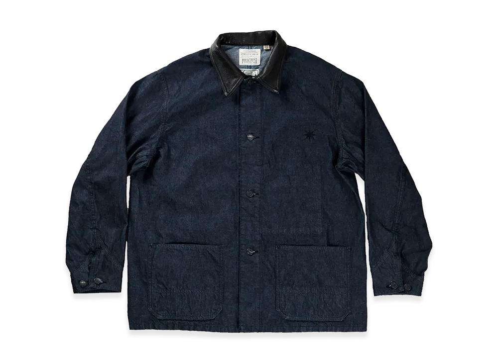 GDC x FULLCOUNT Leather Collar Denim Chore Jacket "Indigo Blue"