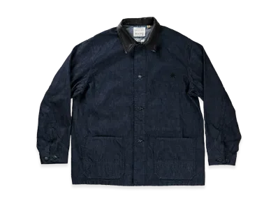 GDC x FULLCOUNT Leather Collar Denim Chore Jacket "Indigo Blue"