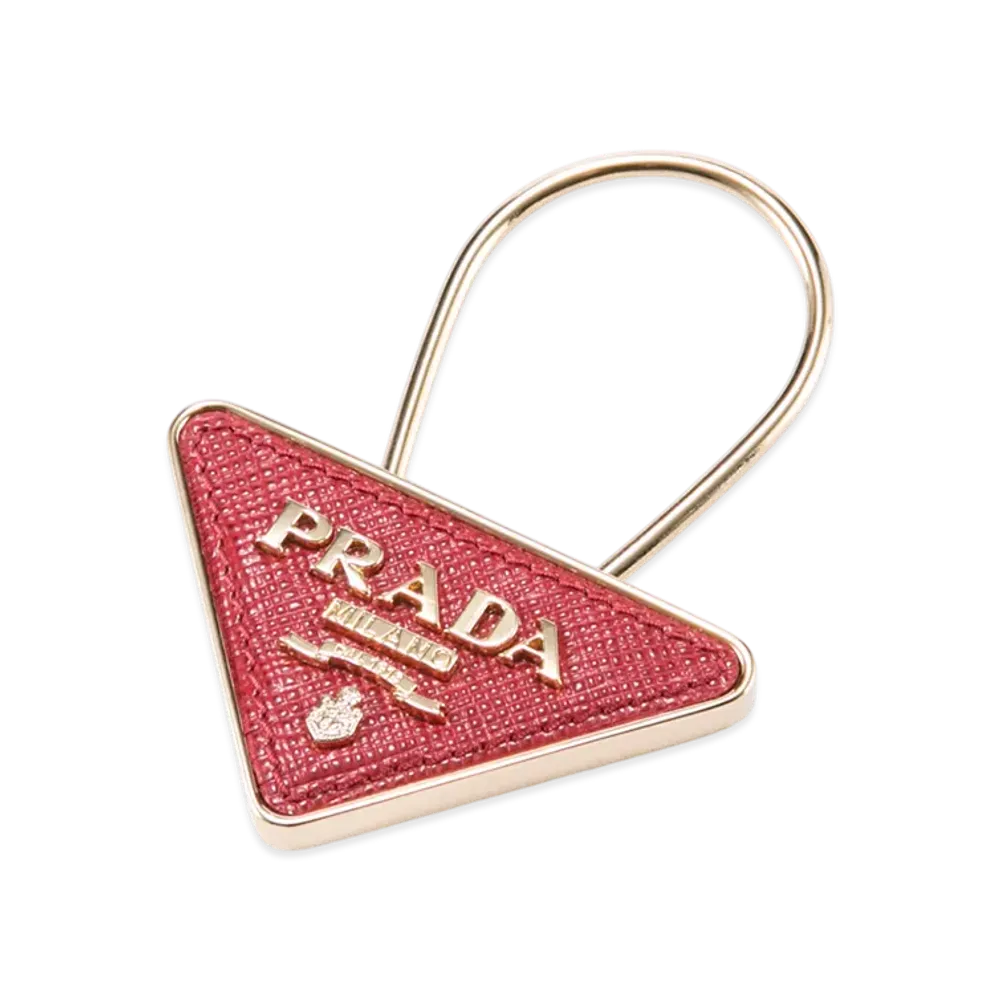PRADA Saffiano Triangolo Keyring "Red"