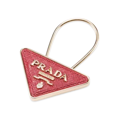 PRADA Saffiano Triangolo Keyring "Red"