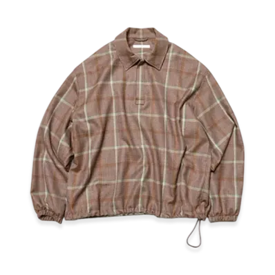 SOPHNET. Saxony Wool Check Polo Shirt "Brown Check"