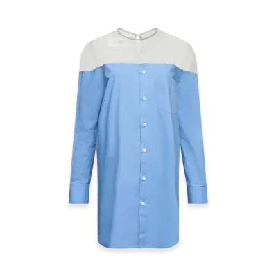 MM6 Maison Margiela Women's Tulle Insert Shirt "Light Blue"