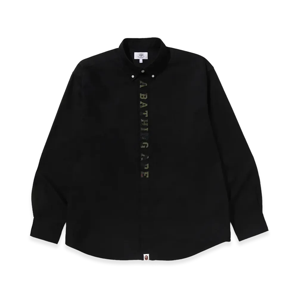 A BATHING APE Applique Oxford LS Shirt "Black"
