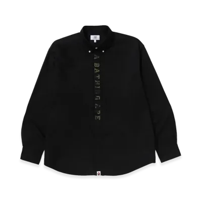 A BATHING APE Applique Oxford LS Shirt "Black"