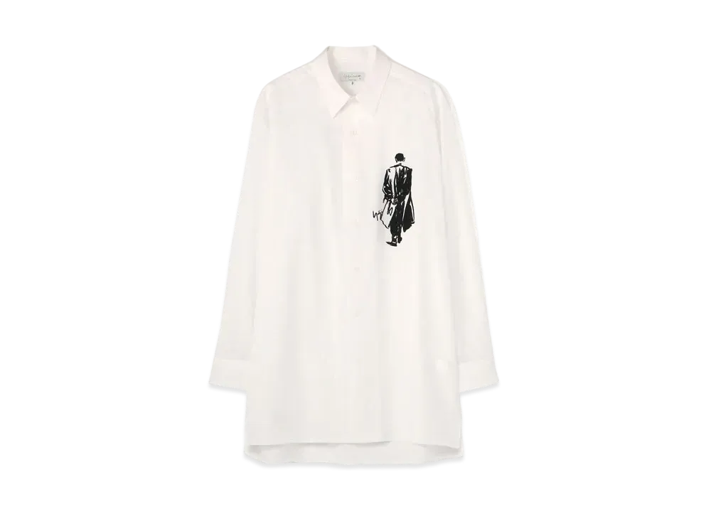Yohji Yamamoto Pour Homme MAN PRINT BIG BLOUSE "White"