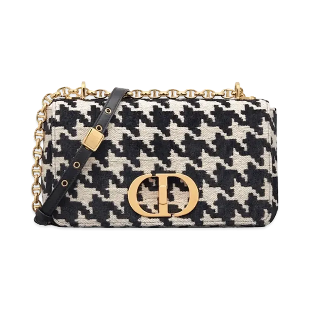 Dior Medium Dior Caro Bag Black Macro-Houndstooth Technical Canvas "Black"