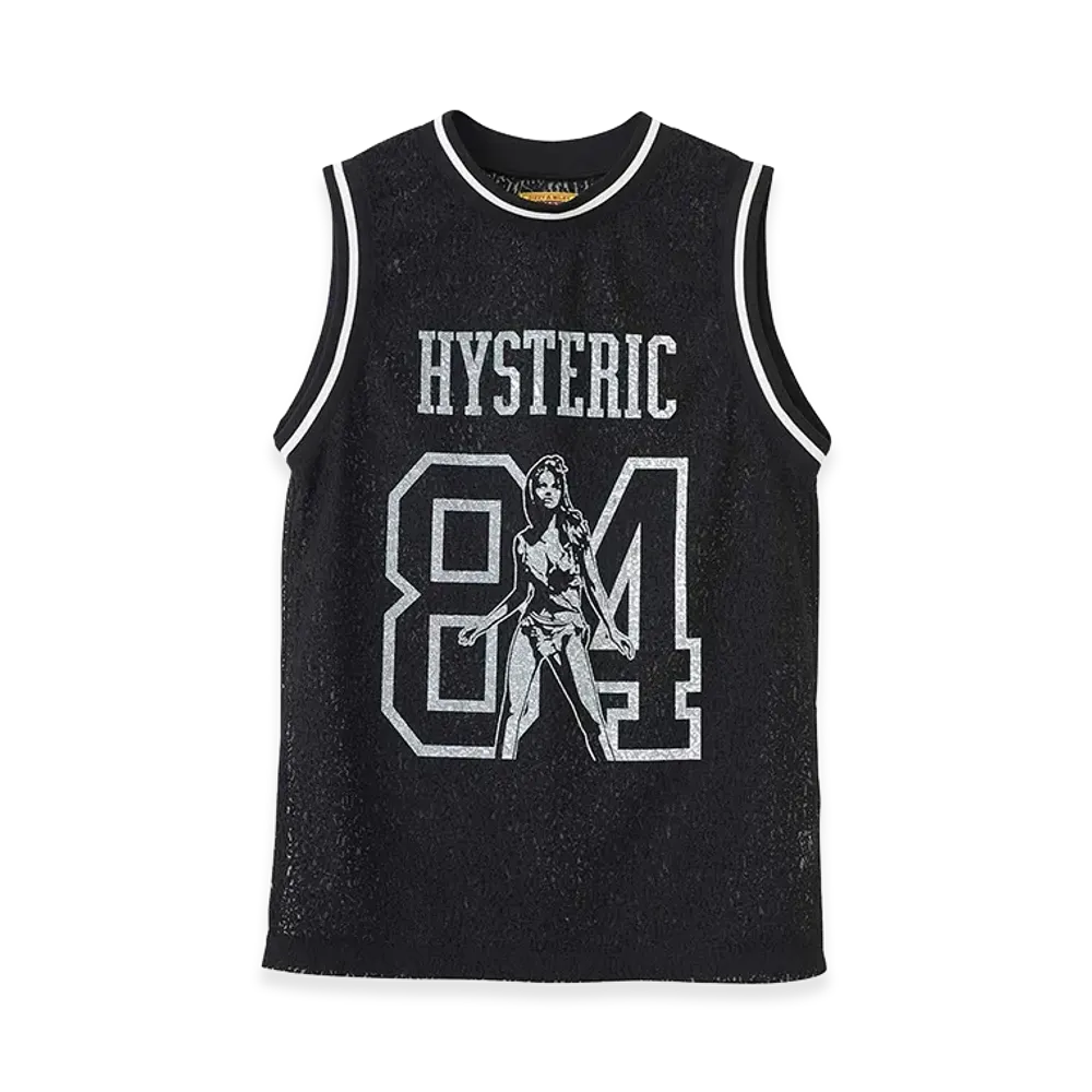 HYSTERIC GLAMOUR Women's Maiden Logo Pattern Tulle Jacquard Tank Top "Black Other"