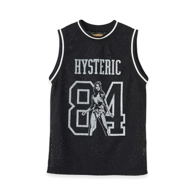 HYSTERIC GLAMOUR Women's Maiden Logo Pattern Tulle Jacquard Tank Top "Black Other"