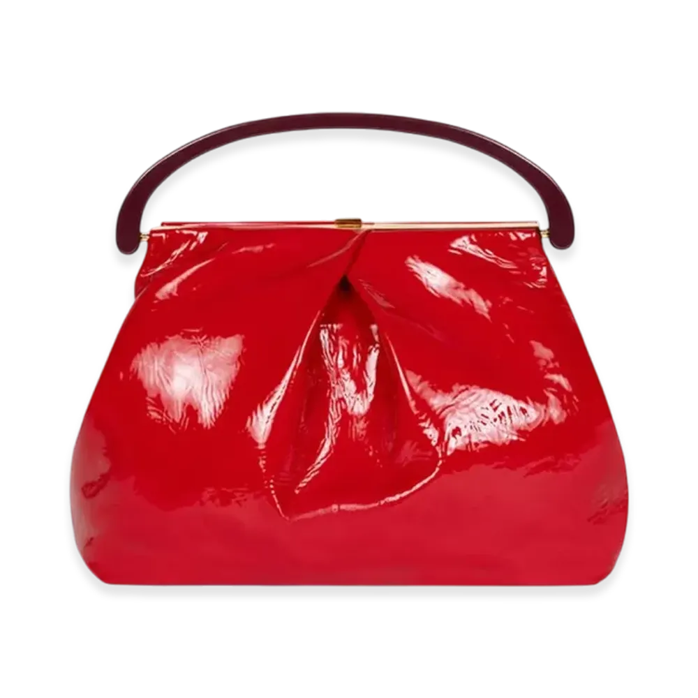 DRIES VAN NOTEN Women's Pleated Leather Bag "Vermillion"