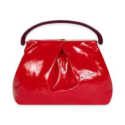 DRIES VAN NOTEN Women's Pleated Leather Bag "Vermillion"
