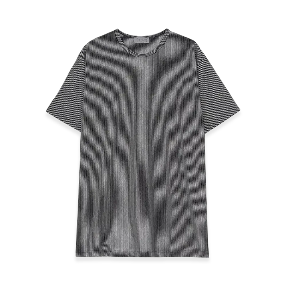Yohji Yamamoto POUR HOMME Border Pants Short Sleeve T "Charcoal"