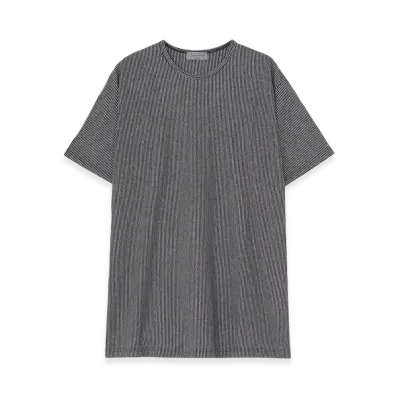 Yohji Yamamoto POUR HOMME Border Pants Short Sleeve T "Charcoal"