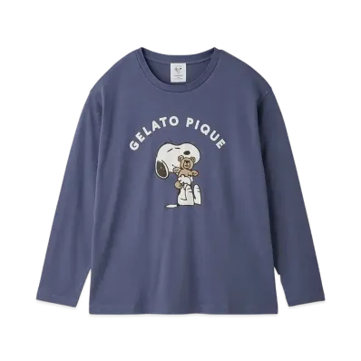 GELATO PIQUE x PEANUTS Snoopy x Bear One Point Long T-Shirt "Navy"