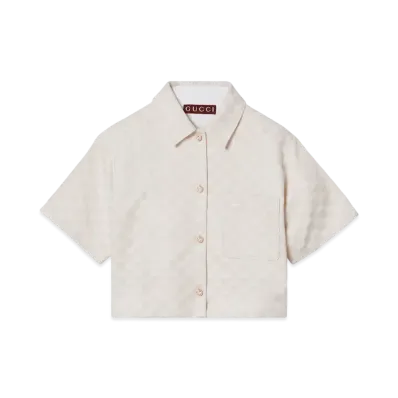 GUCCI Women's Shirt GG Cotton Gabardine "Light Beige"