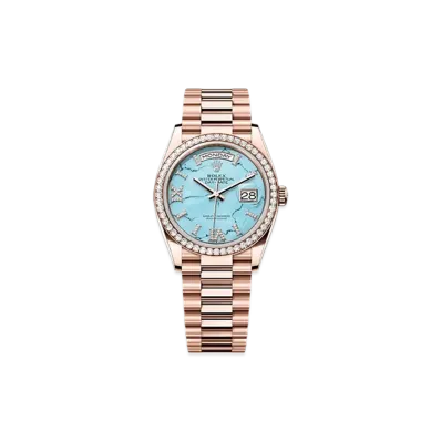 ROLEX Day-Date 36mm Everose Gold Diamond 128345RBR "Turquoise"