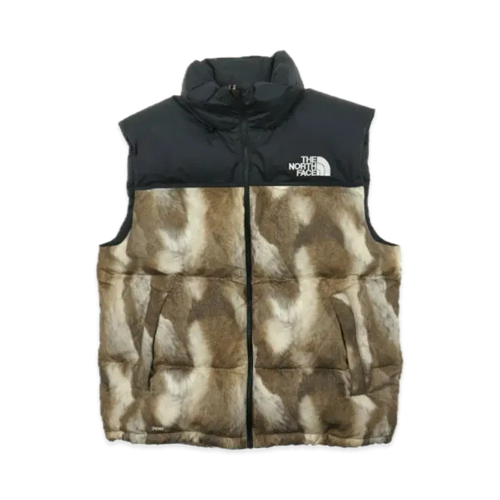 Supreme x The North Face Fur Print Nuptse Vest "Brown"