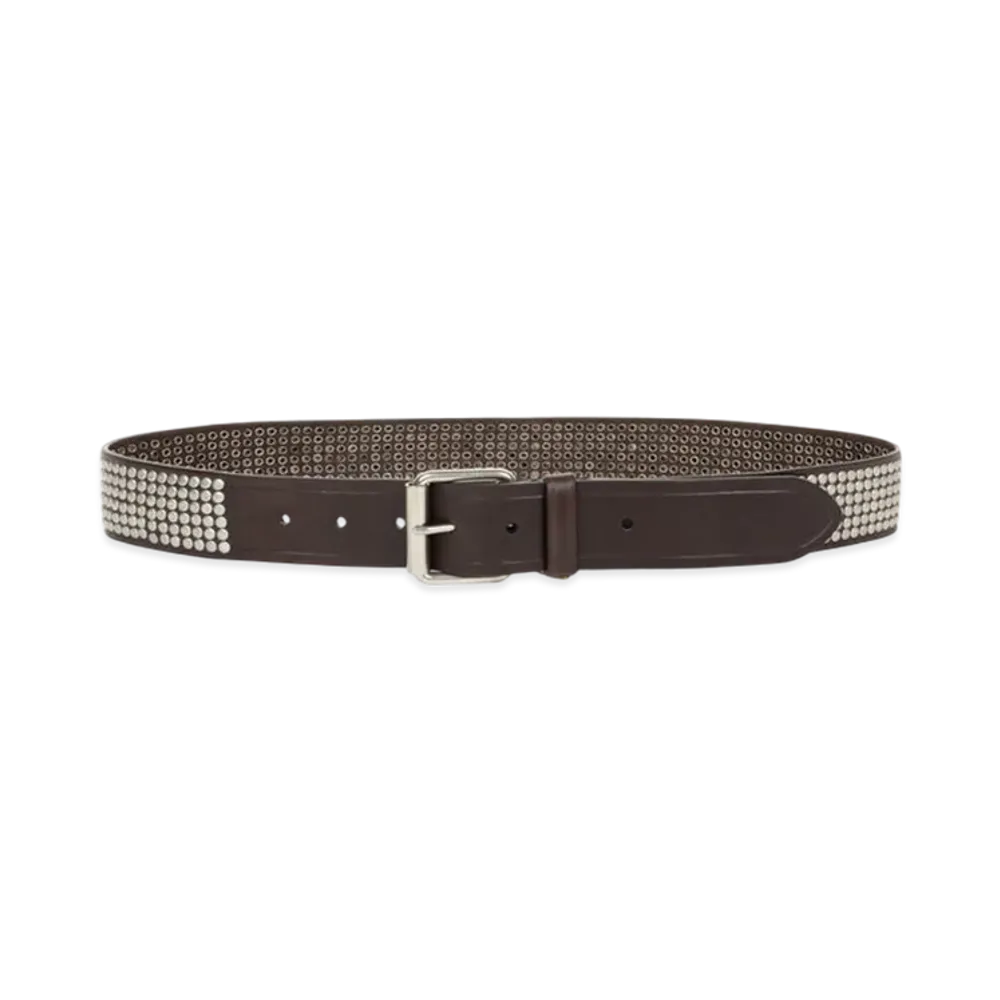 DRIES VAN NOTEN Studded Leather Belt "Dark brown"