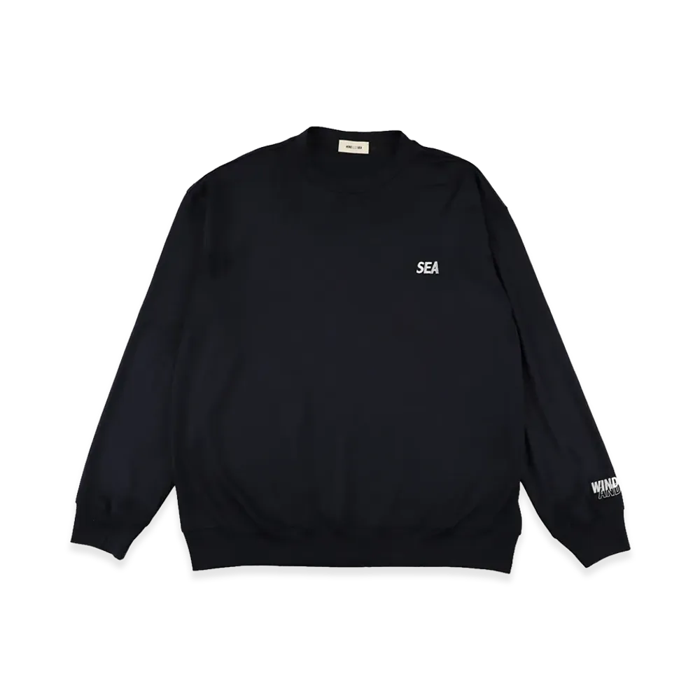 WIND AND SEA Relax Fit Washable Wool L/S Tee "Navy"