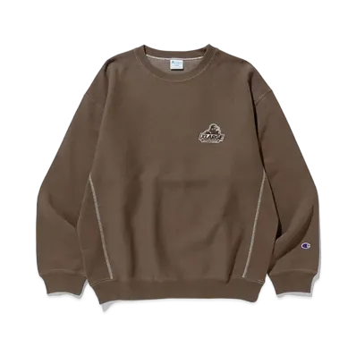 XLARGE x Champion Reverse Weave Overdye Crewneck Sweat "Brown"