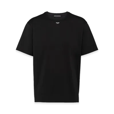 PRADA Stretch Cotton T-Shirt Logo "Black"