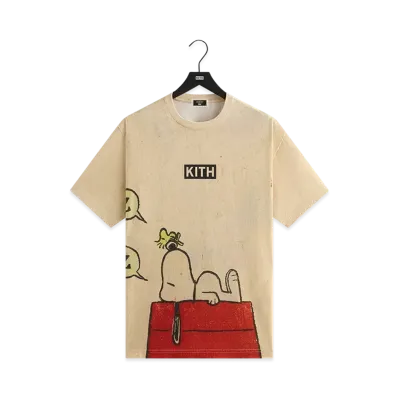 Kith x Peanuts Sleeping Doghouse Comic Vintage Tee "Sandrift"