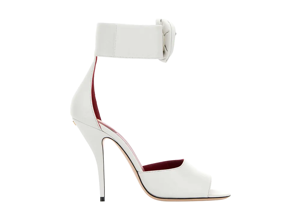 Valentino Garavani Women's White Leather Drip Rose Sandals "White"
