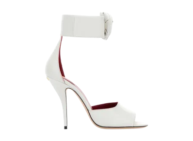 Valentino Garavani Women's White Leather Drip Rose Sandals "White"