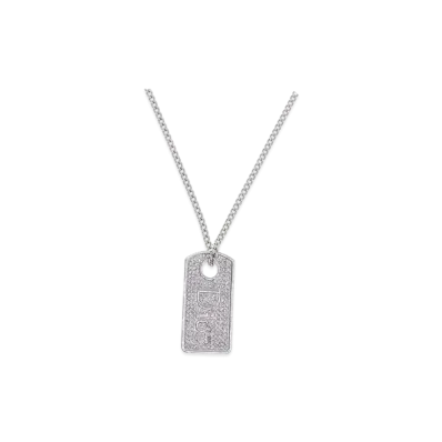 Dior Logo Plate Necklace "Silver"