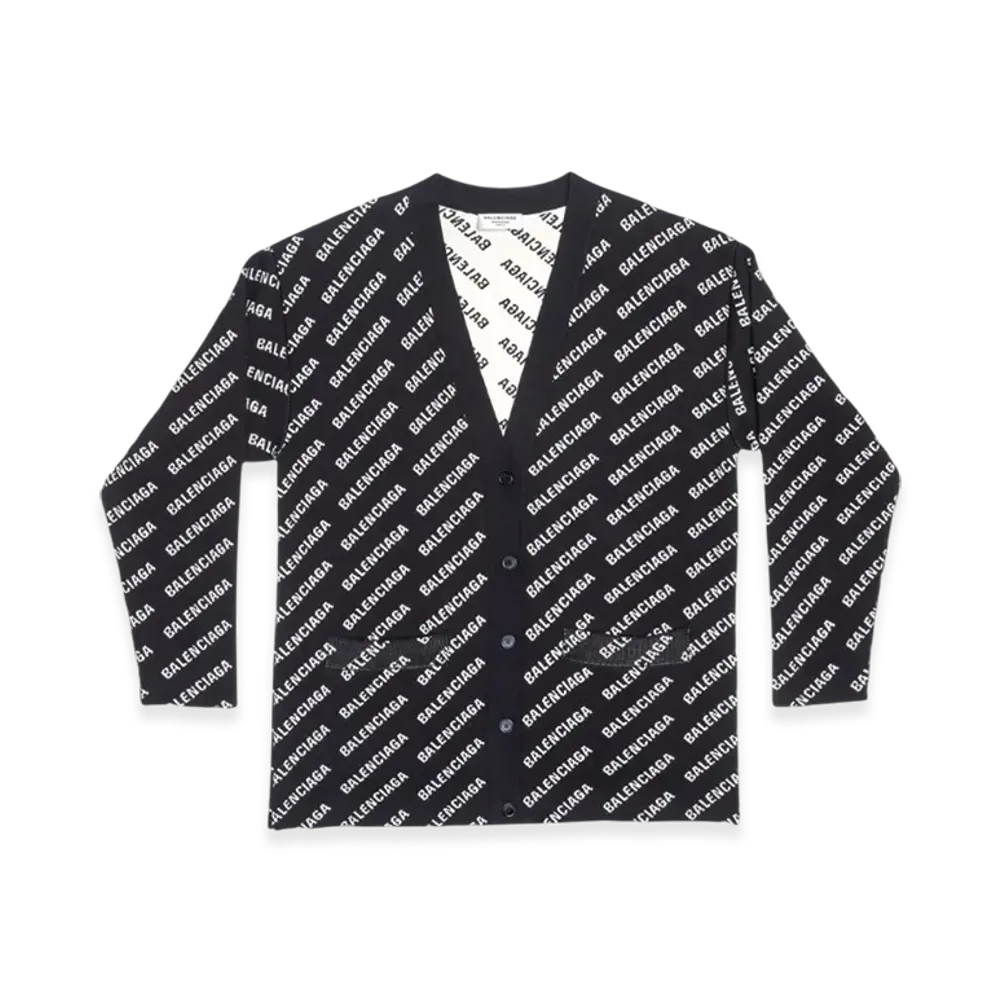 BALENCIAGA Women's Mini Allover Logo Cardigan "Black"