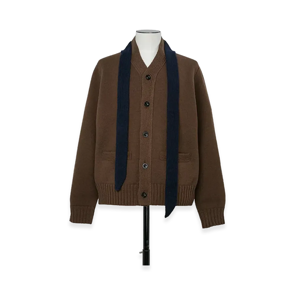 sacai Wool Knit Cardigan "Brown/Navy"