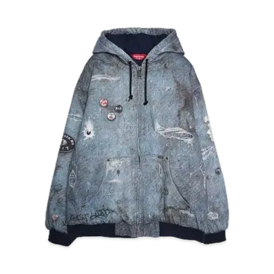 Supreme HJR Trompe Loeil Hooded Work Jacket "Blue"