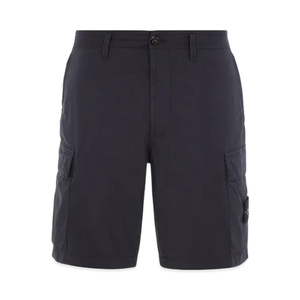 Stone Island L0803 Stretch Cotton Canvas Garment Dyed Cargo Bermuda Shorts - 23SS "Navy Blue"