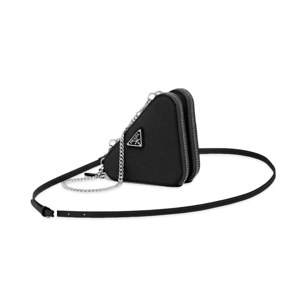 PRADA Saffiano Triangle Mini Pouch "Black"